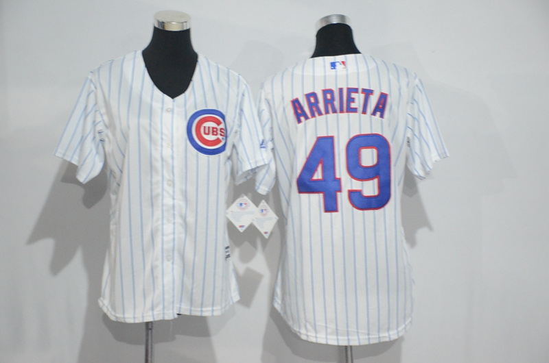 Womens 2017 MLB Chicago Cubs #49 Arrieta White Jerseys